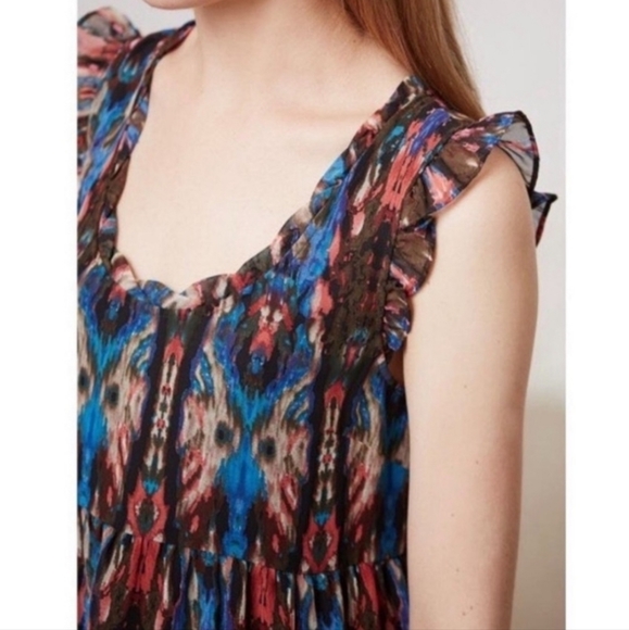 Anthropologie Lili's Closet Ruffled Cap Sleeves Midi Dress (XS) - Picture 2 of 11